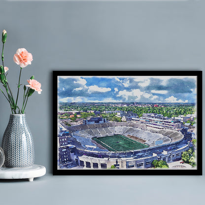 Notre Dame Fighting Irish, Notre Dame Painting Stadium Watercolor, Sport Gift Art, Framed Art Print Wall Decor