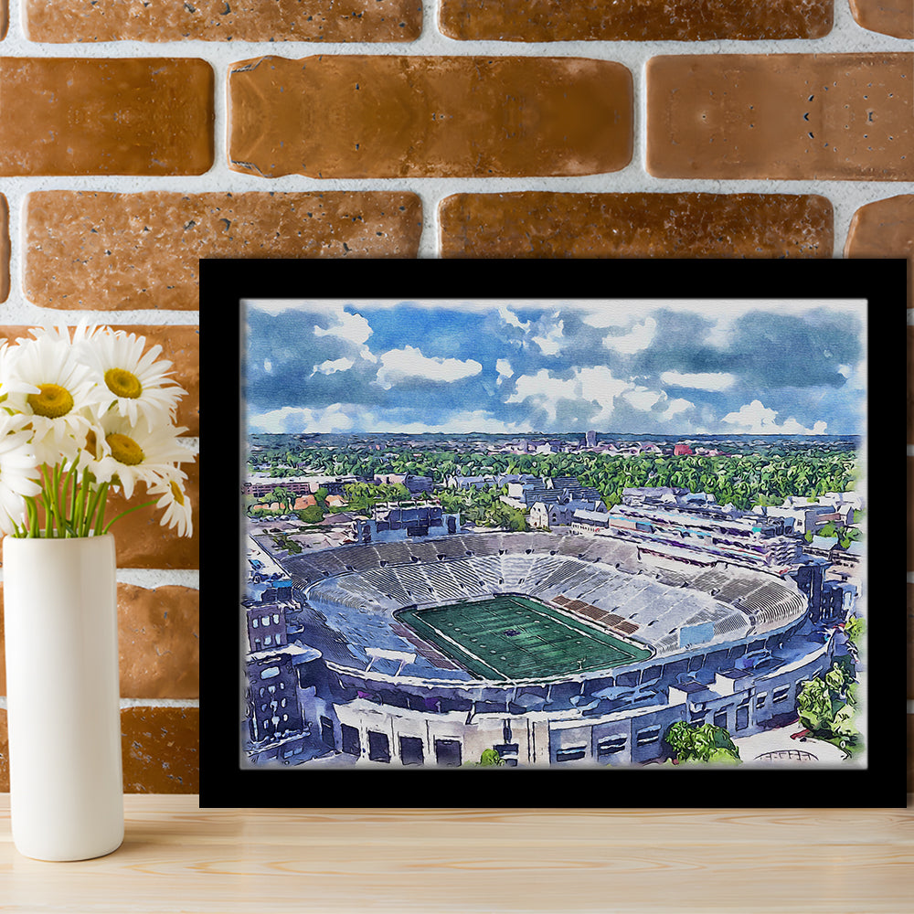 Notre Dame Fighting Irish, Notre Dame Painting Stadium Watercolor, Sport Gift Art, Framed Art Print Wall Decor