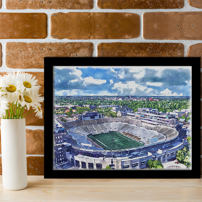 Notre Dame Fighting Irish, Notre Dame Painting Stadium Watercolor, Sport Gift Art, Framed Art Print Wall Decor