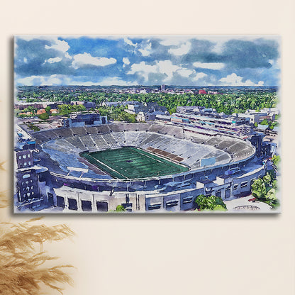 Notre Dame Fighting Irish, Notre Dame Painting Stadium Watercolor, Sport Art, Gifts for him, Canvas Print Wall Art