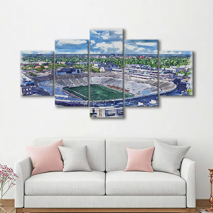 Notre Dame Fighting Irish, Notre Dame Painting Stadium Watercolor, Sport Art, Mixed 5 Panel, Canvas Print Wall Art