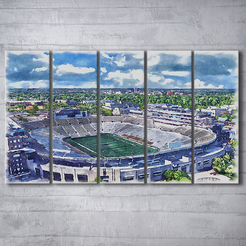 Notre Dame Fighting Irish, Notre Dame Painting Stadium Watercolor, Sport Art, Extra Large Canvas Print Wall Art