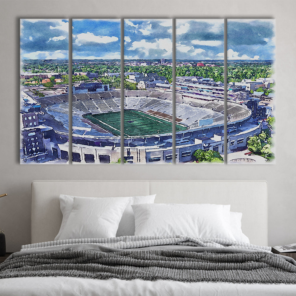 Notre Dame Fighting Irish, Notre Dame Painting Stadium Watercolor, Sport Art, Extra Large Canvas Print Wall Art