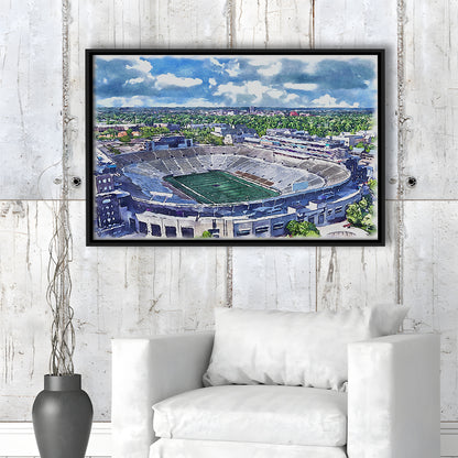 Notre Dame Fighting Irish, Notre Dame Painting Stadium Watercolor, Sport Gift Art, Framed Canvas Print Wall Art