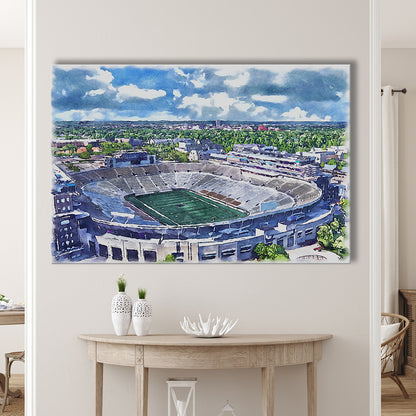 Notre Dame Fighting Irish, Notre Dame Painting Stadium Watercolor, Sport Art, Gifts for him, Canvas Print Wall Art
