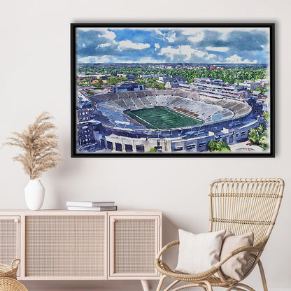 Notre Dame Fighting Irish, Notre Dame Painting Stadium Watercolor, Sport Gift Art, Framed Canvas Print Wall Art