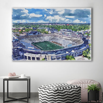Notre Dame Fighting Irish, Notre Dame Painting Stadium Watercolor, Sport Art, Gifts for him, Canvas Print Wall Art