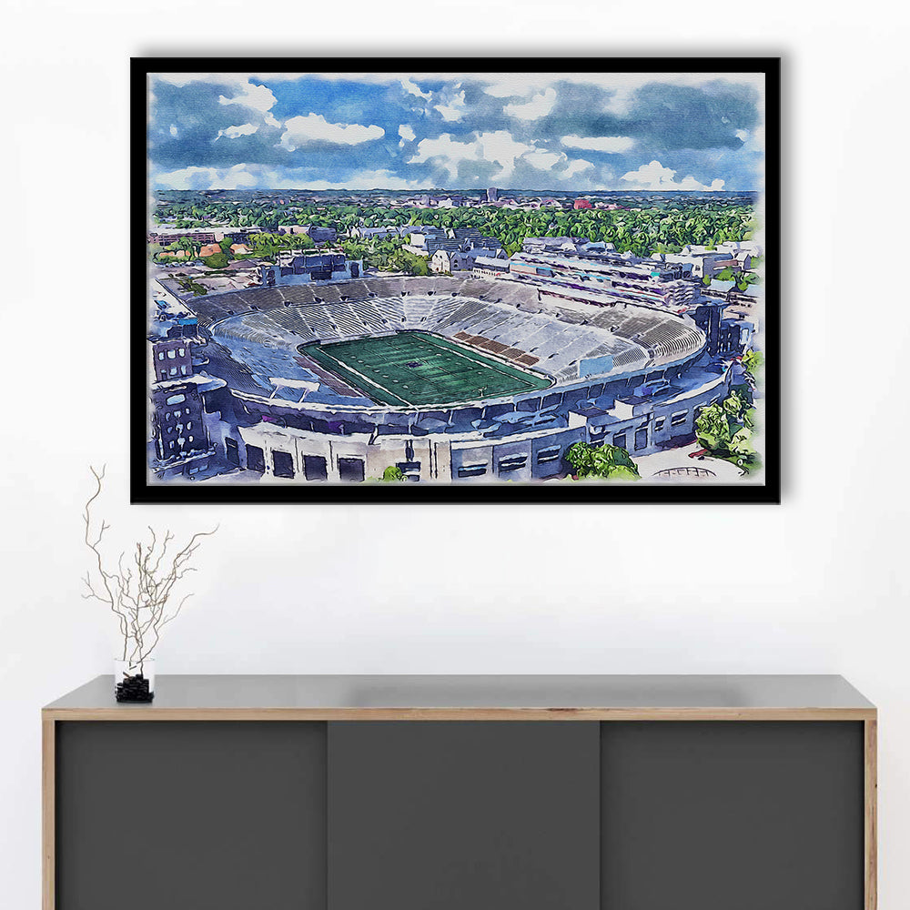 Notre Dame Fighting Irish, Notre Dame Painting Stadium Watercolor, Sport Gift Art, Framed Art Print Wall Decor