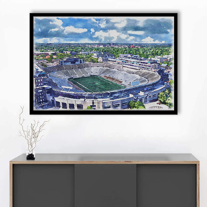 Notre Dame Fighting Irish, Notre Dame Painting Stadium Watercolor, Sport Gift Art, Framed Art Print Wall Decor
