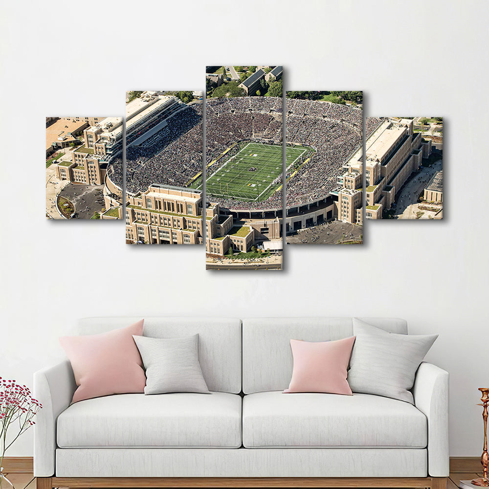 Notre Dame Football Stadium, Stadium Canvas, Sport Art, Gift for him, 5 Panel, Large Canvas, Canvas Print Wall Art