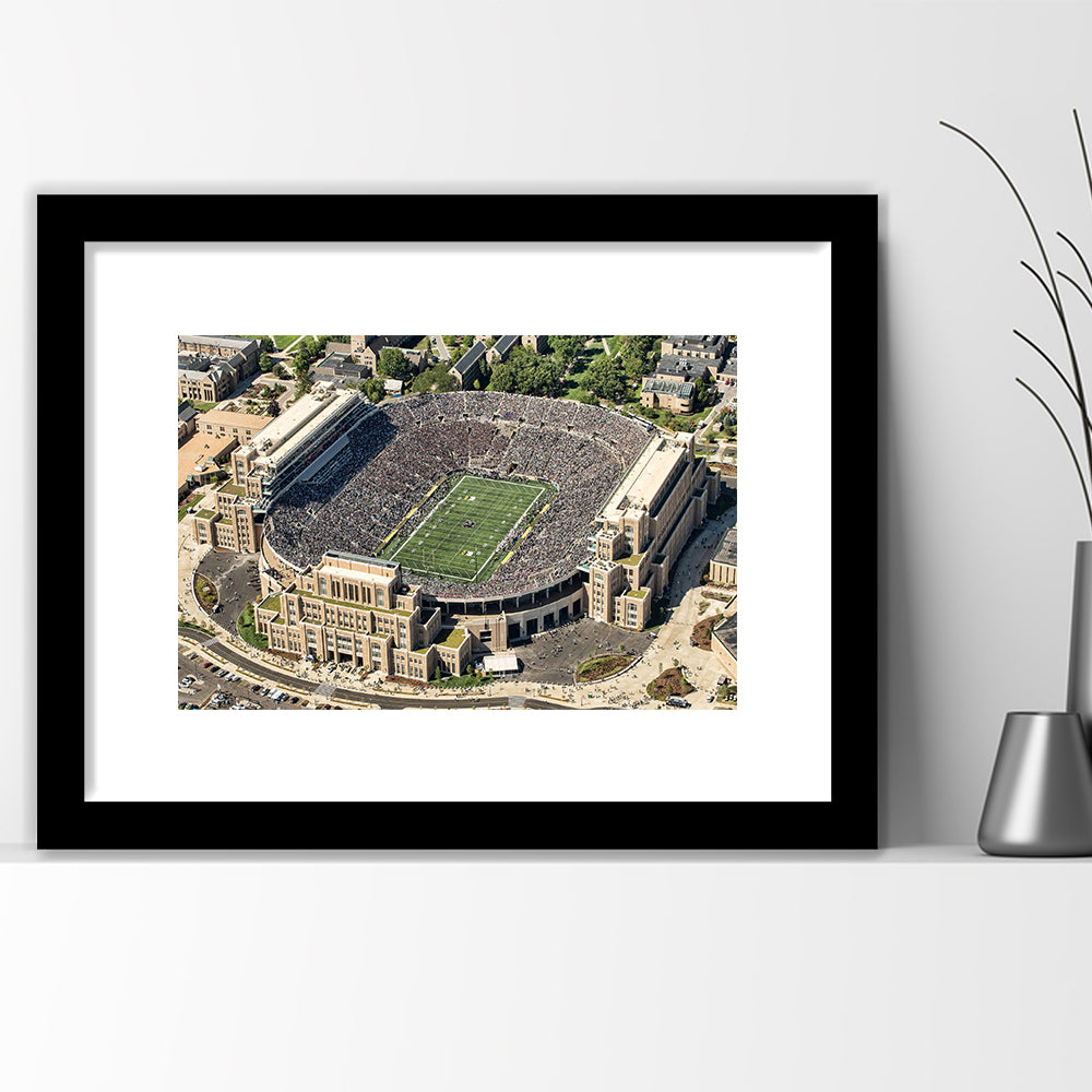 Notre Dame Football Stadium, Stadium Canvas, Sport Art, Gift for him, White Border Framed Art Print Wall Decor