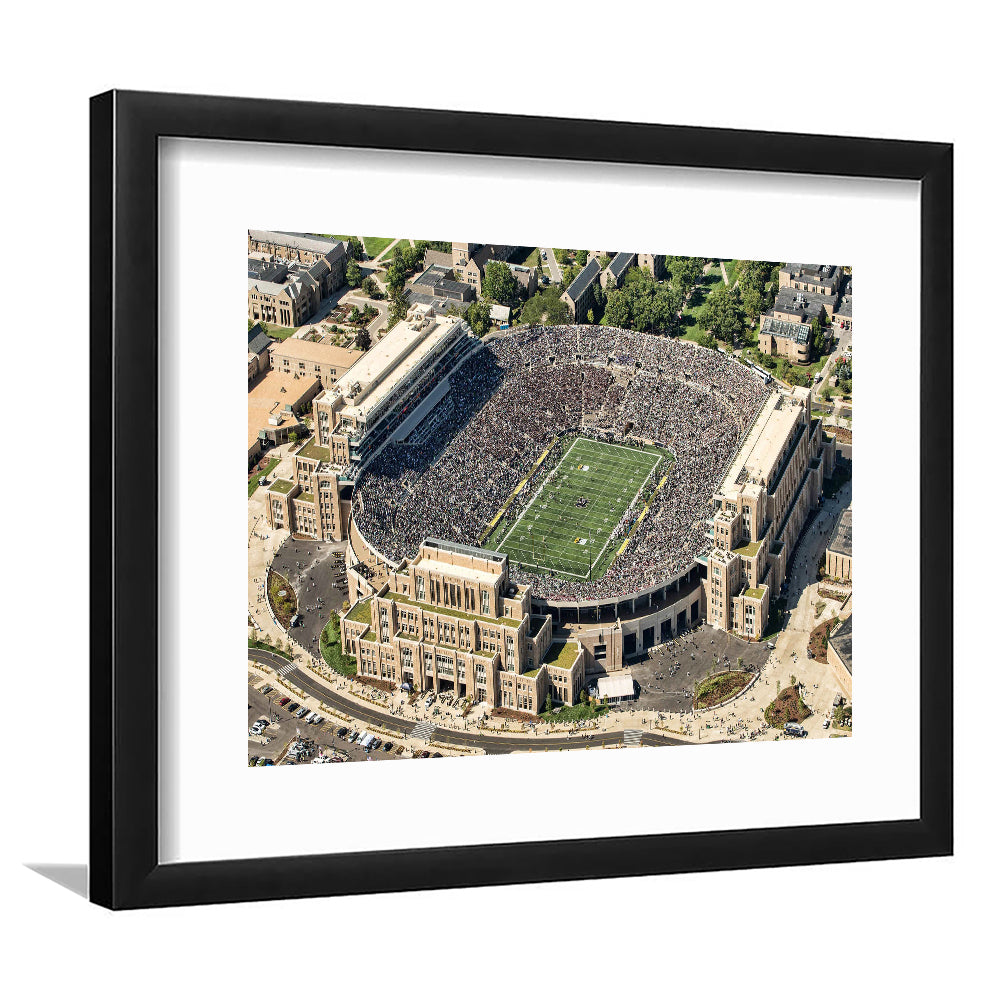 Notre Dame Football Stadium, Stadium Canvas, Sport Art, Gift for him, White Border Framed Art Print Wall Decor