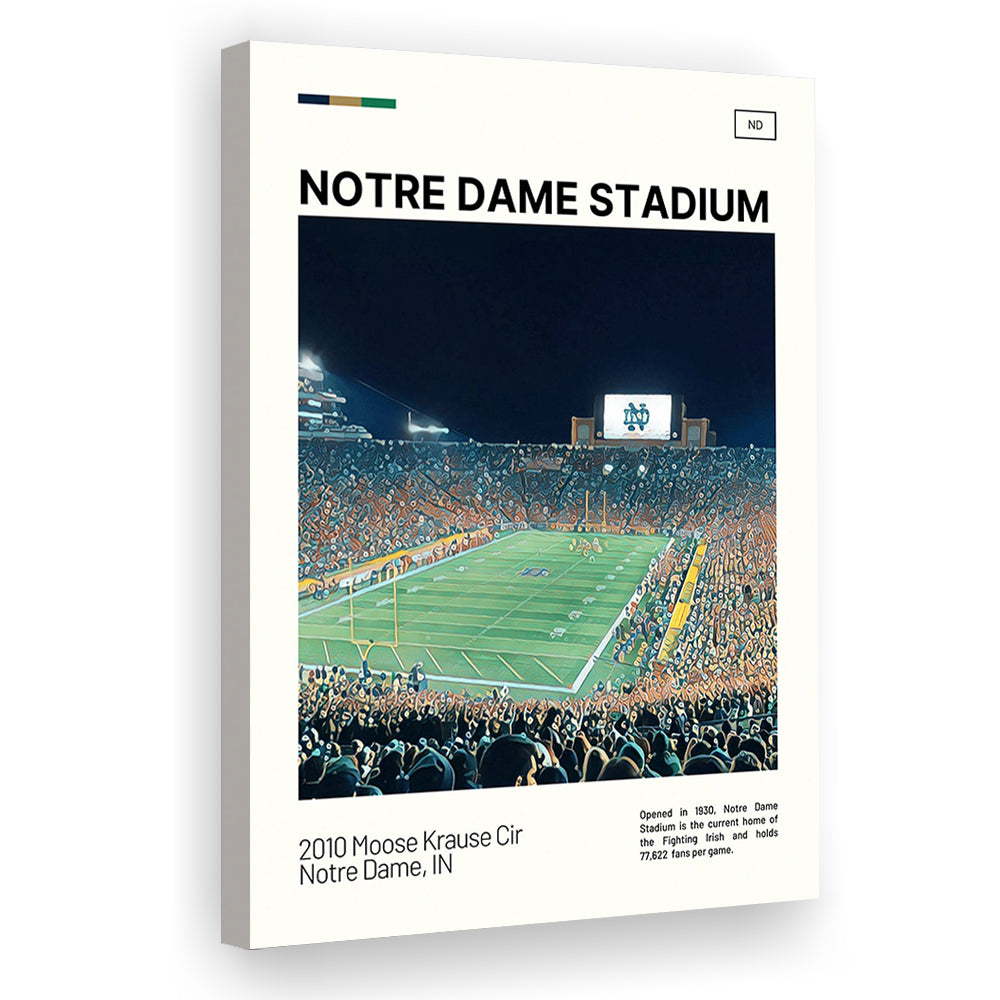 Notre Dame Stadium Print, Stadium Canvas Art, Fan Gifts, Sport Art, Canvas Print Wall Art