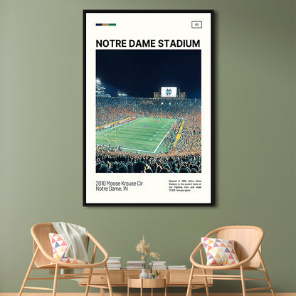 Notre Dame Stadium Print, Stadium Canvas Art, Man Cave Gift, Floating Framed Canvas Print Wall Art