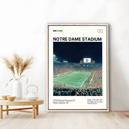 Notre Dame Stadium Print, Stadium Canvas Art, Man Cave Gift, Floating Framed Canvas Print Wall Art
