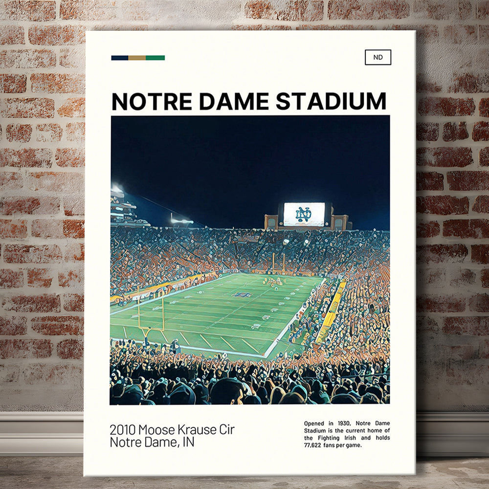 Notre Dame Stadium Print, Stadium Canvas Art, Fan Gifts, Sport Art, Canvas Print Wall Art