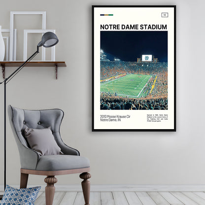 Notre Dame Stadium Print, Stadium Canvas Art, Man Cave Gift, Floating Framed Canvas Print Wall Art