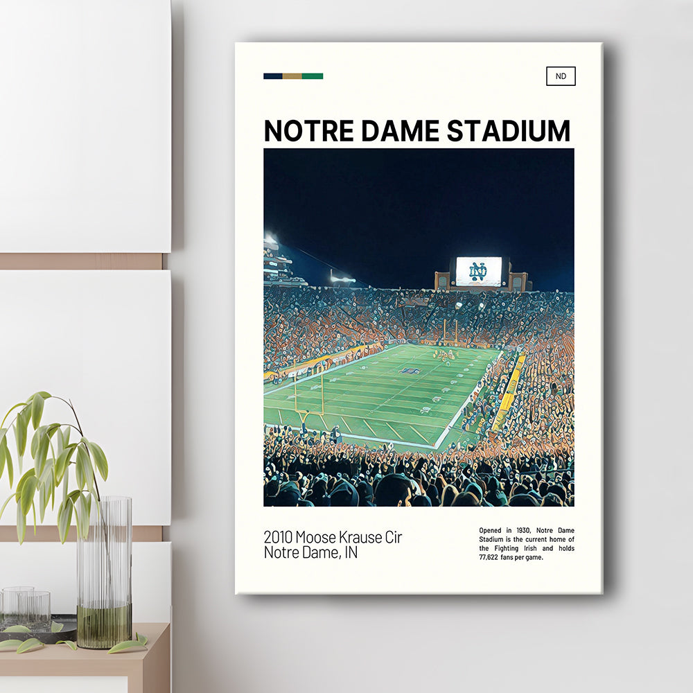 Notre Dame Stadium Print, Stadium Canvas Art, Fan Gifts, Sport Art, Canvas Print Wall Art