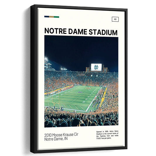 Notre Dame Stadium Print, Stadium Canvas Art, Man Cave Gift, Floating Framed Canvas Print Wall Art