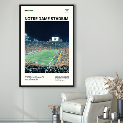 Notre Dame Stadium Print, Stadium Canvas Art, Man Cave Gift, Floating Framed Canvas Print Wall Art