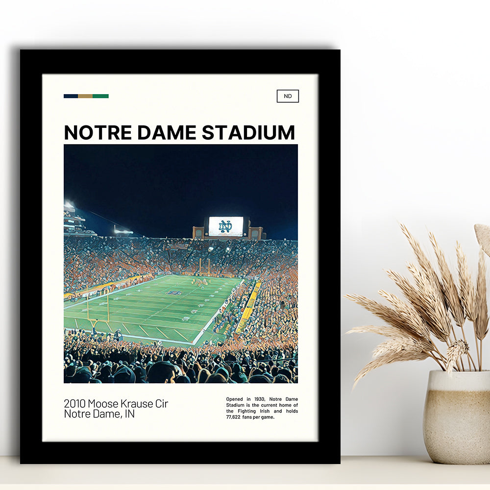 Notre Dame Stadium Print, Stadium Art, Gifts for him, Sport Art, Framed Art Print Wall Decor