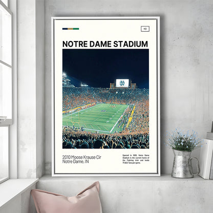 Notre Dame Stadium Print, Stadium Canvas Art, Man Cave Gift, Floating Framed Canvas Print Wall Art