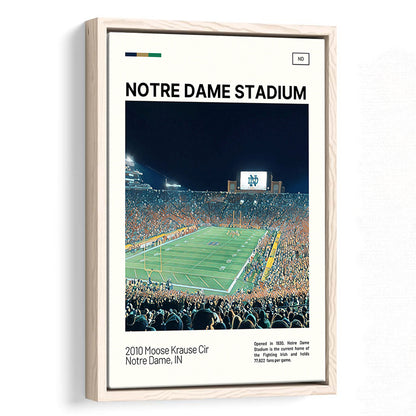 Notre Dame Stadium Print, Stadium Canvas Art, Man Cave Gift, Floating Framed Canvas Print Wall Art