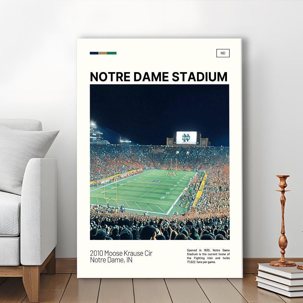 Notre Dame Stadium Print, Stadium Canvas Art, Fan Gifts, Sport Art, Canvas Print Wall Art