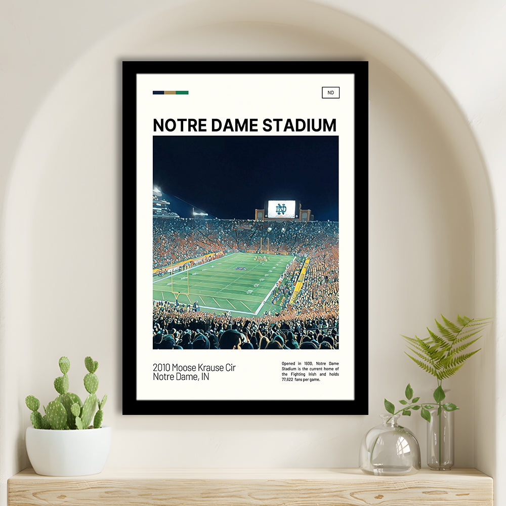Notre Dame Stadium Print, Stadium Art, Gifts for him, Sport Art, Framed Art Print Wall Decor