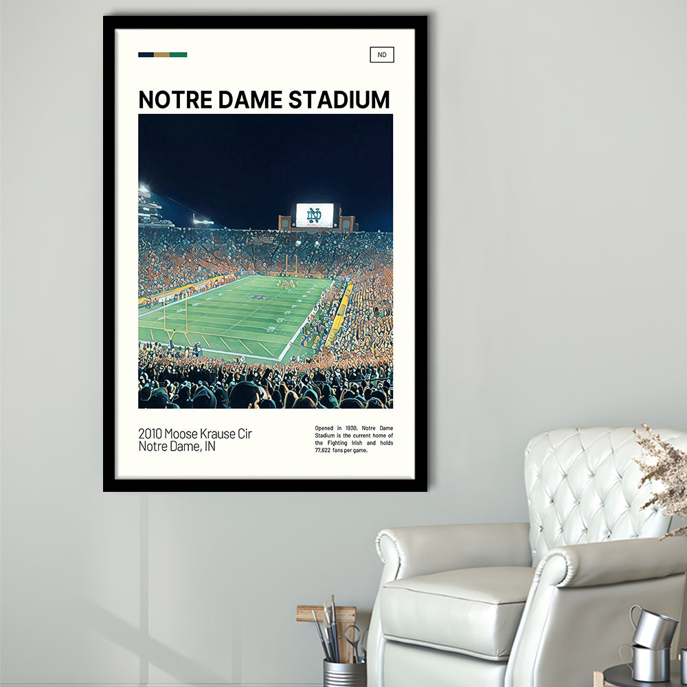 Notre Dame Stadium Print, Stadium Art, Gifts for him, Sport Art, Framed Art Print Wall Decor