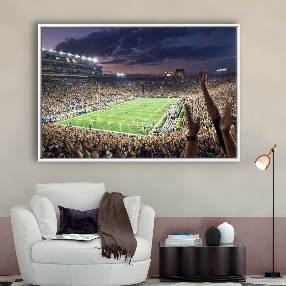 Notre Dame Stadium, Stadium Canvas, Sport Art, Framed Canvas Print Wall Art, Floating Frame