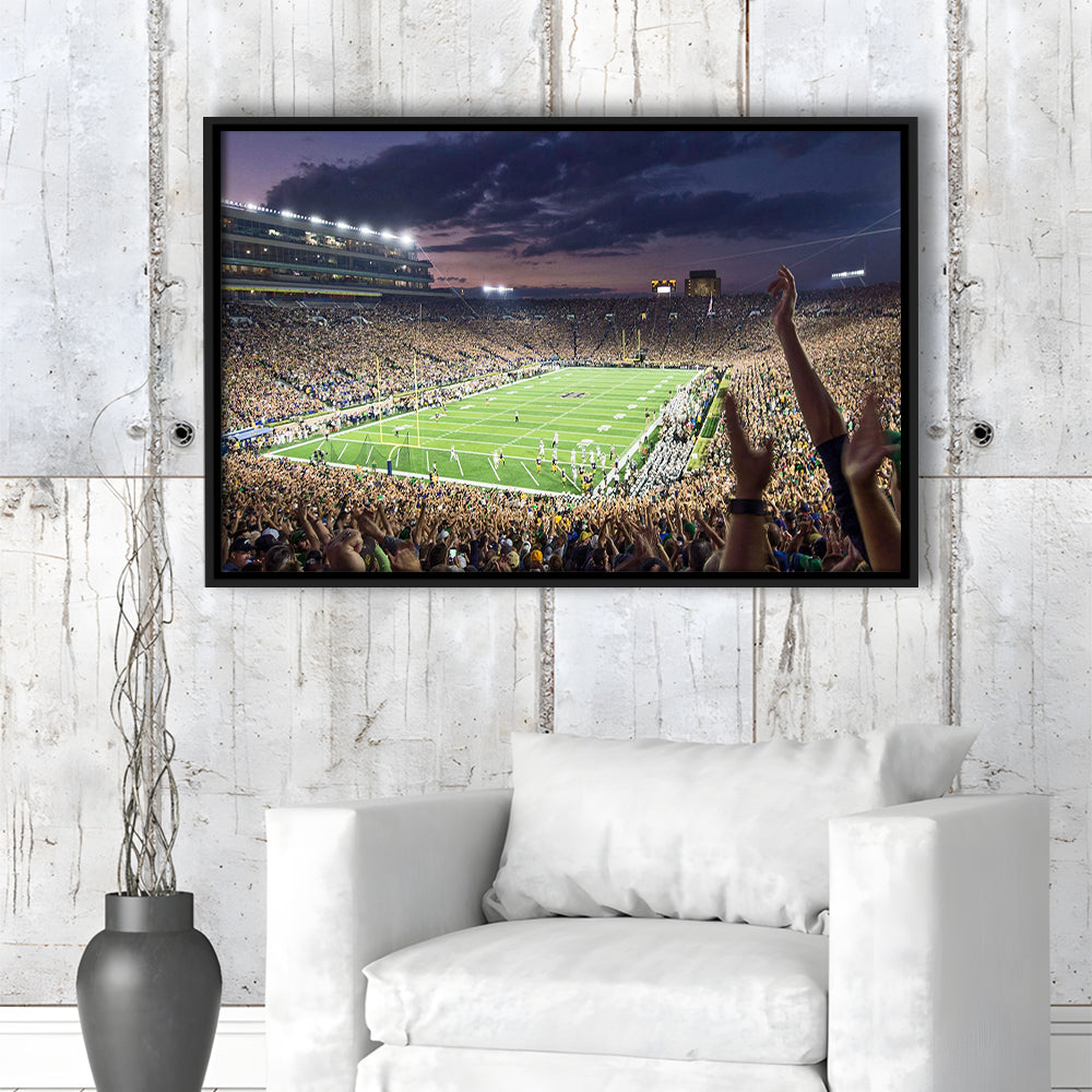 Notre Dame Stadium, Stadium Canvas, Sport Art, Framed Canvas Print Wall Art, Floating Frame