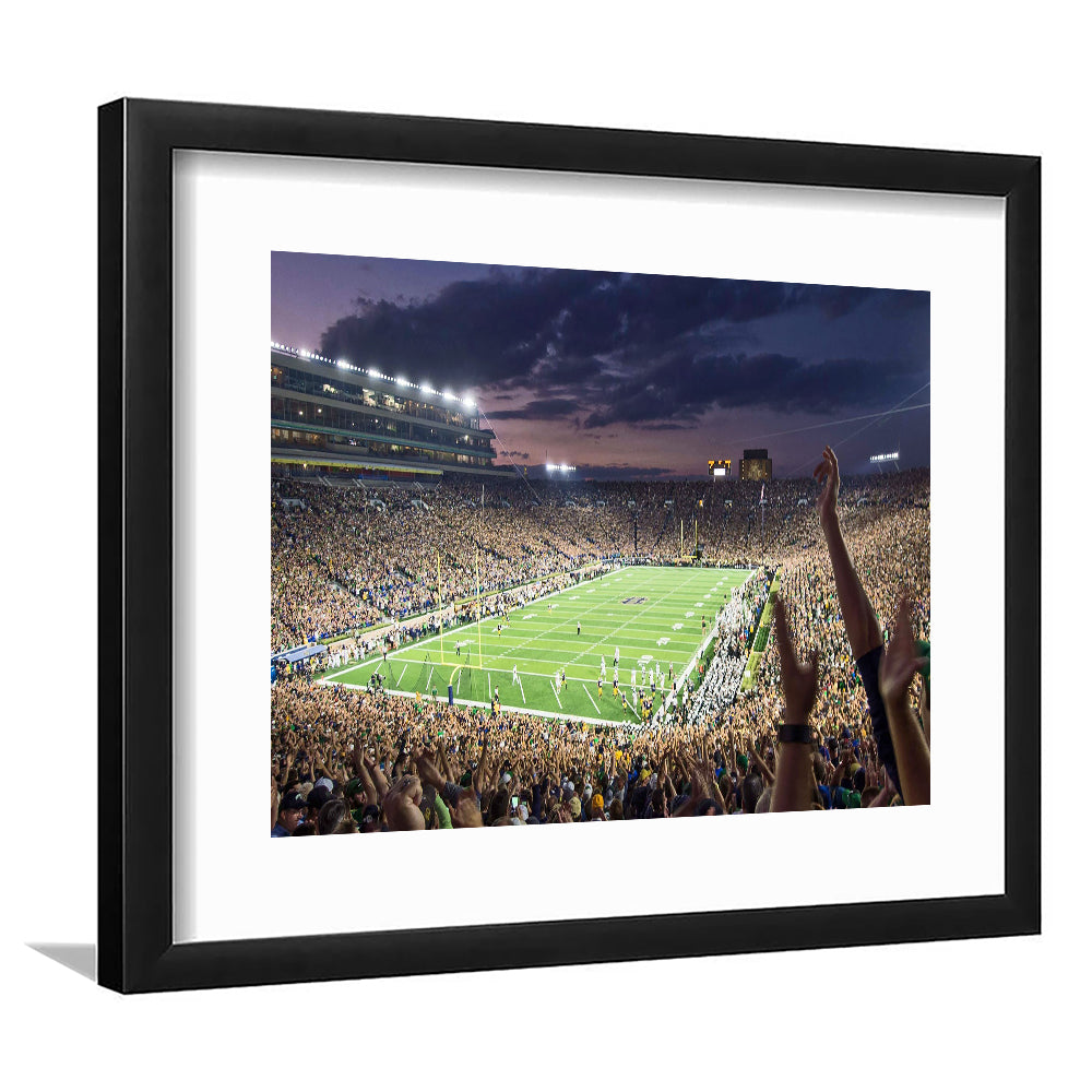 Notre Dame Stadium, Stadium Canvas, Sport Art, Gift for him, White Border Framed Art Print Wall Decor