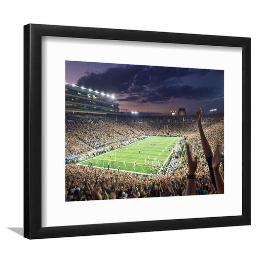 Notre Dame Stadium, Stadium Canvas, Sport Art, Gift for him, White Border Framed Art Print Wall Decor