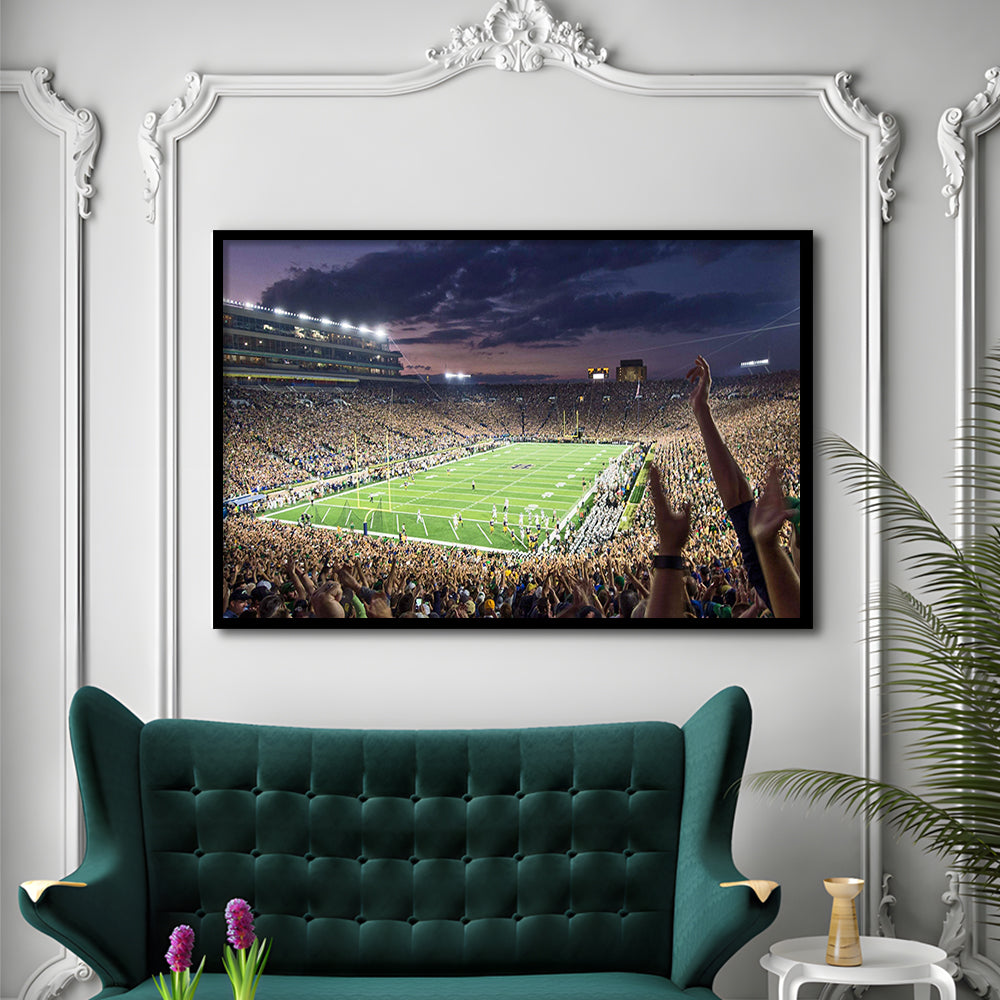 Notre Dame Stadium, Stadium Canvas, Sport Art, Gift for him, Framed Art Print Wall Decor, Picture Framed