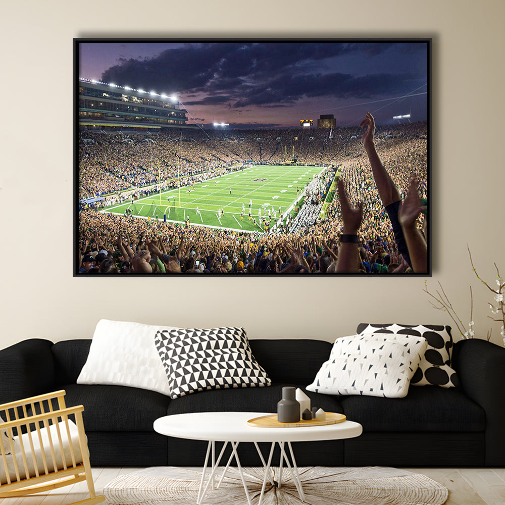 Notre Dame Stadium, Stadium Canvas, Sport Art, Framed Canvas Print Wall Art, Floating Frame