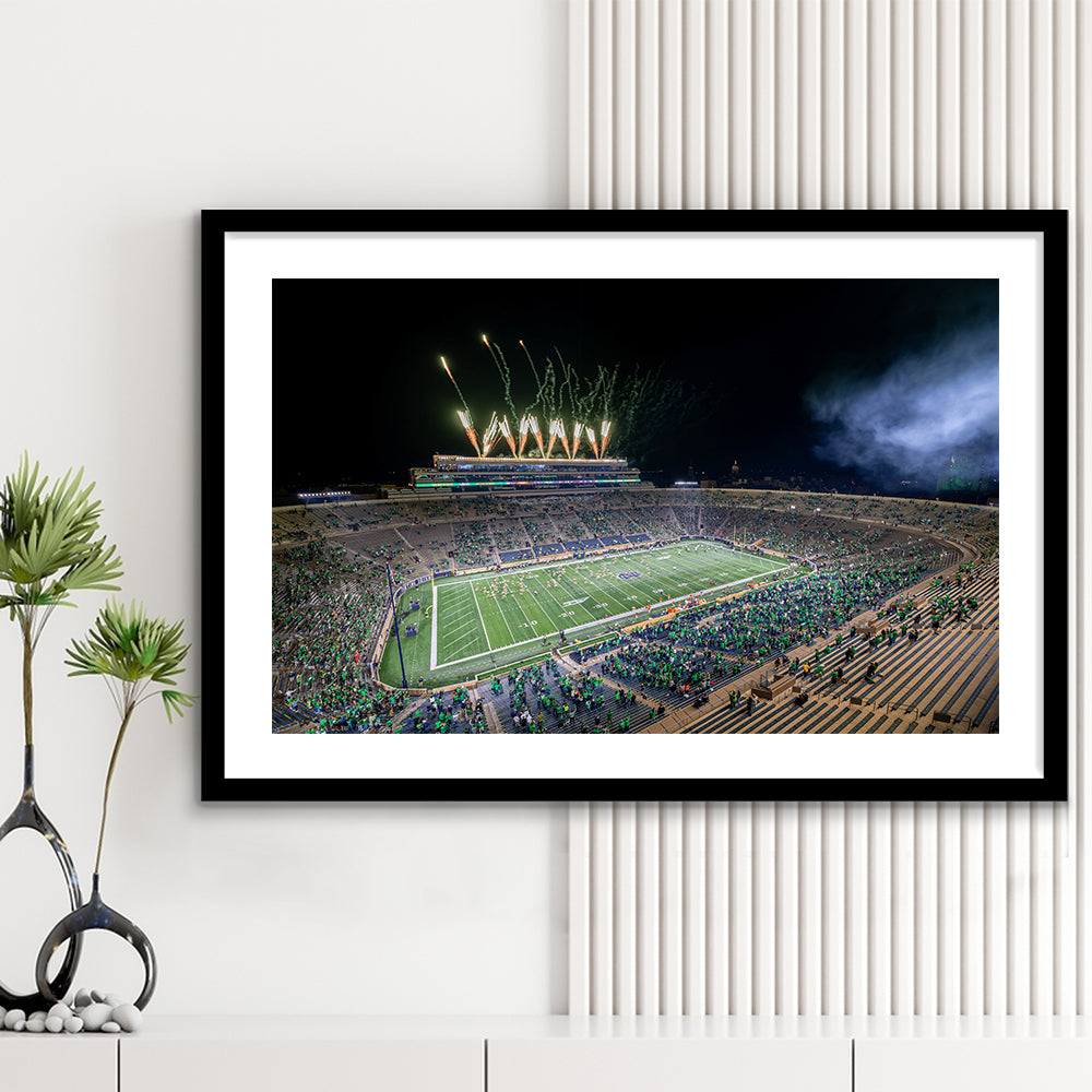 Notre Dame Students, Stadium Canvas, Sport Art, Gift for him, White Border Framed Art Print Wall Decor