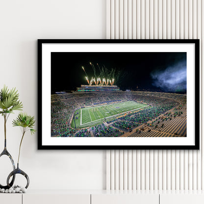 Notre Dame Students, Stadium Canvas, Sport Art, Gift for him, White Border Framed Art Print Wall Decor