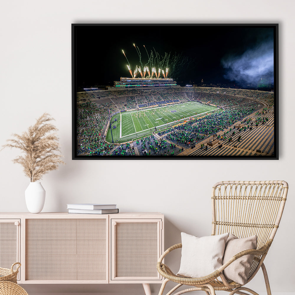 Notre Dame Students, Stadium Canvas, Sport Art, Framed Canvas Print Wall Art, Floating Frame