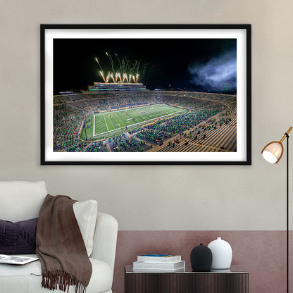 Notre Dame Students, Stadium Canvas, Sport Art, Gift for him, White Border Framed Art Print Wall Decor