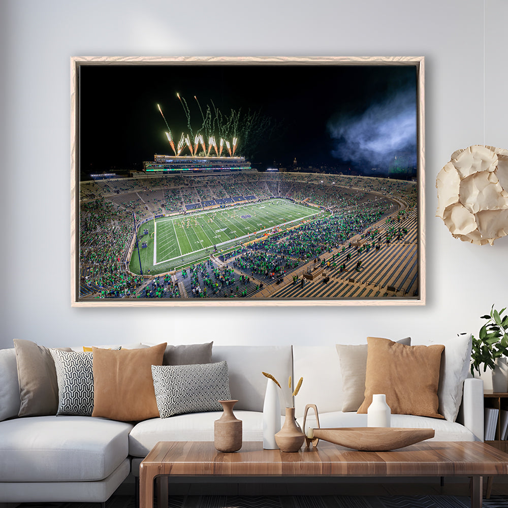 Notre Dame Students, Stadium Canvas, Sport Art, Framed Canvas Print Wall Art, Floating Frame