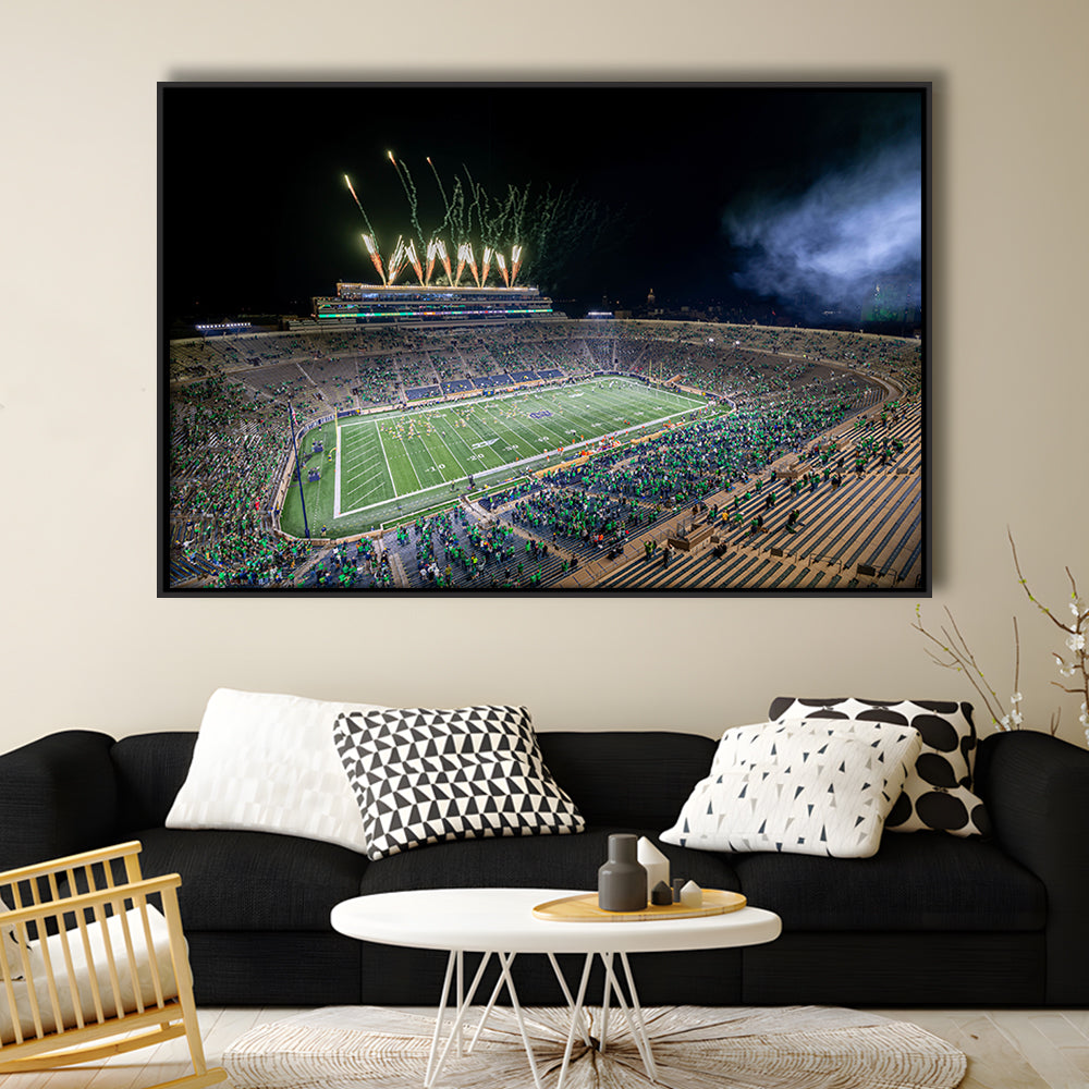 Notre Dame Students, Stadium Canvas, Sport Art, Framed Canvas Print Wall Art, Floating Frame