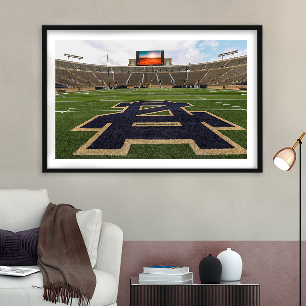 Notre Dame football Game, Stadium Canvas, Sport Art, Gift for him, White Border Framed Art Print Wall Decor