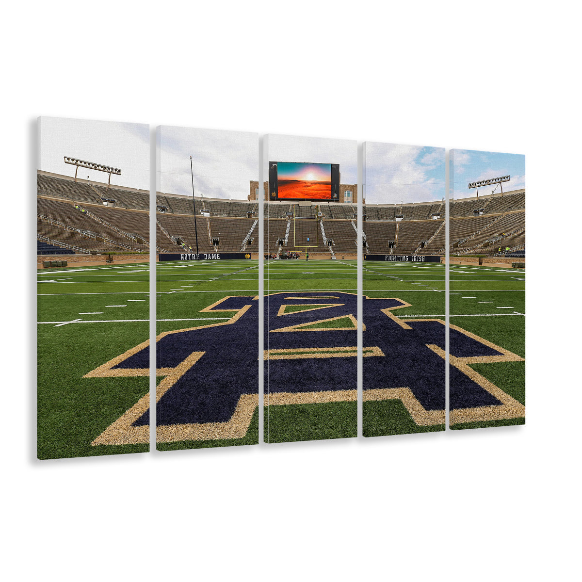 Notre Dame football Game, Stadium Canvas, Sport Art, 5 Panel B, Extra Large Canvas, Canvas Print Wall Art