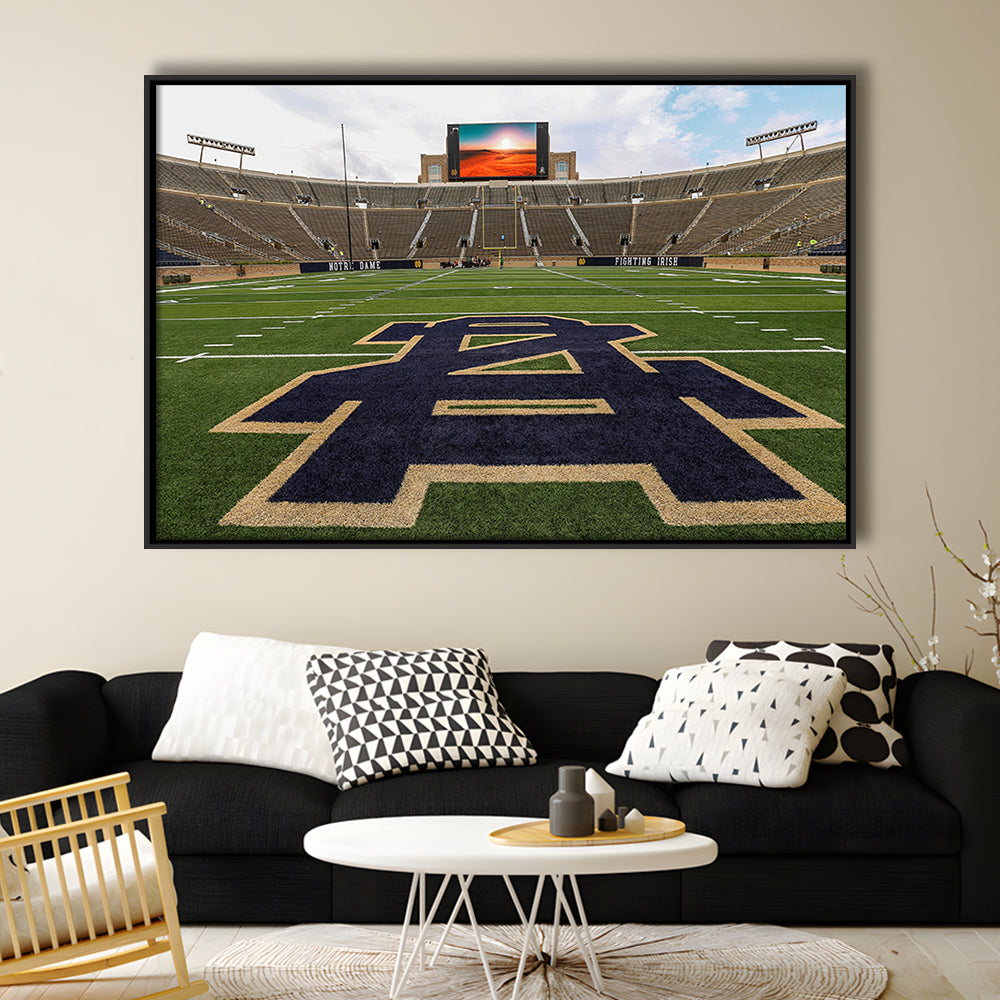 Notre Dame football Game, Stadium Canvas, Sport Art, Framed Canvas Print Wall Art, Floating Frame