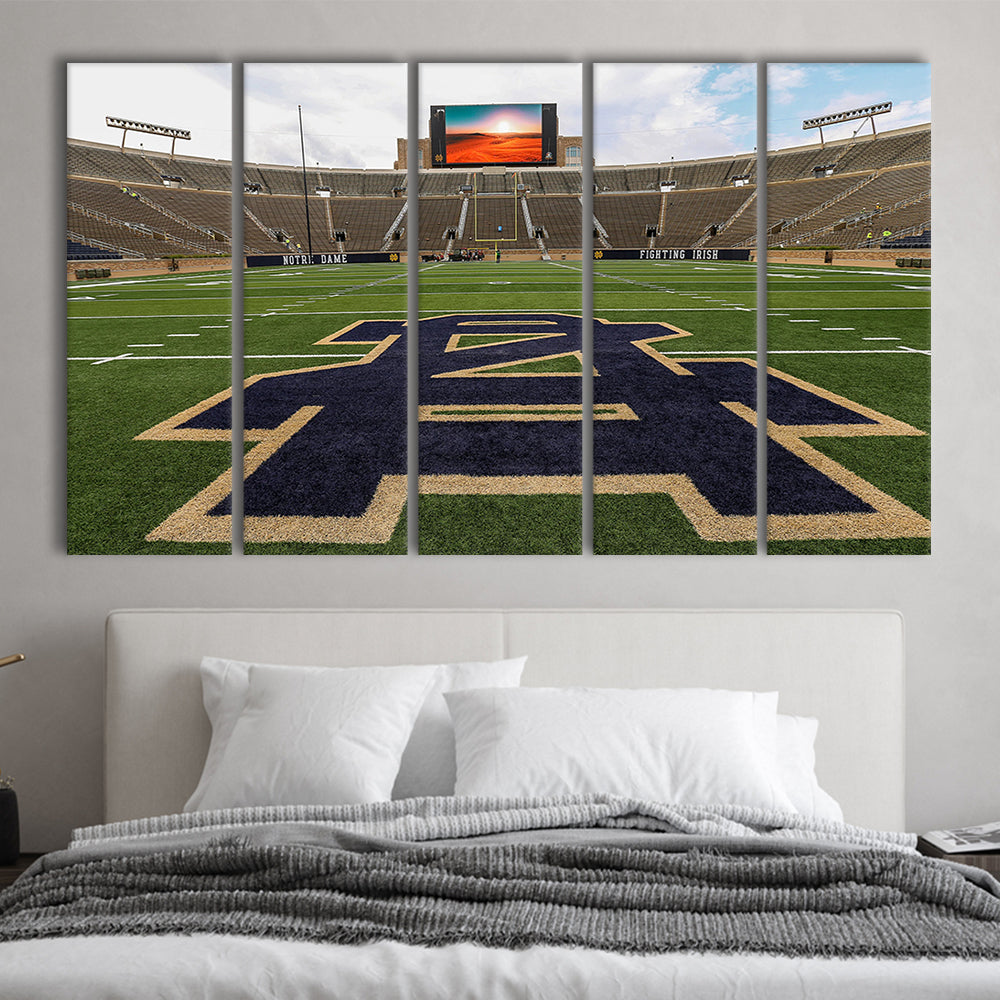 Notre Dame football Game, Stadium Canvas, Sport Art, 5 Panel B, Extra Large Canvas, Canvas Print Wall Art