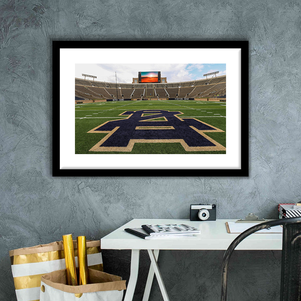 Notre Dame football Game, Stadium Canvas, Sport Art, Gift for him, White Border Framed Art Print Wall Decor