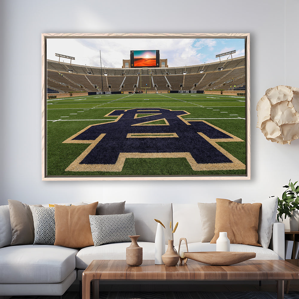 Notre Dame football Game, Stadium Canvas, Sport Art, Framed Canvas Print Wall Art, Floating Frame