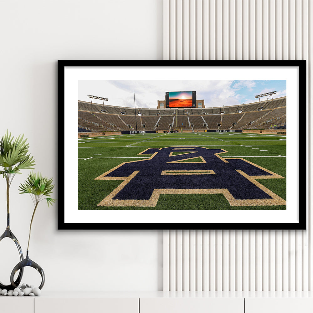 Notre Dame football Game, Stadium Canvas, Sport Art, Gift for him, White Border Framed Art Print Wall Decor