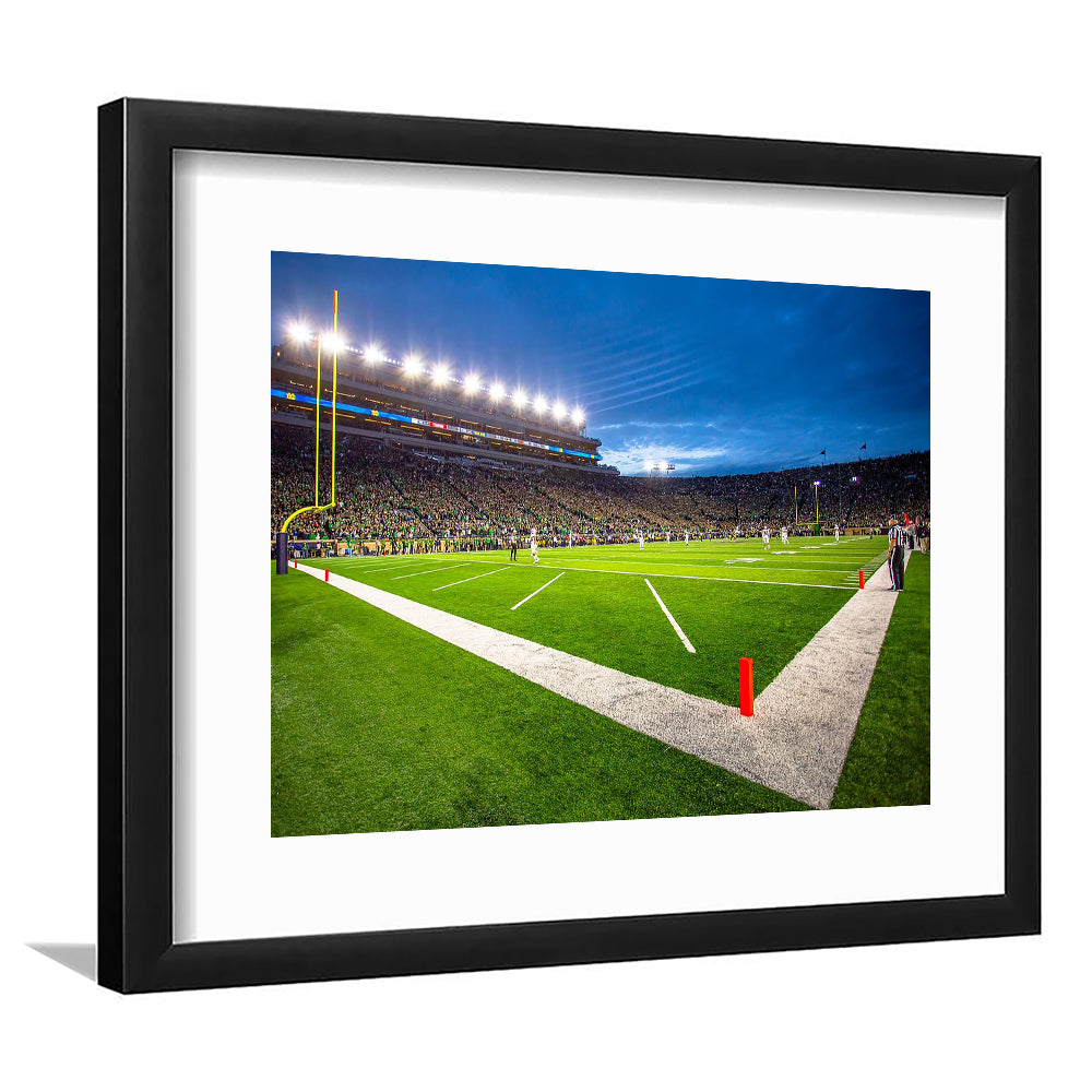 Notredame Stadium, Stadium Canvas, Sport Art, Gift for him, White Border Framed Art Print Wall Decor